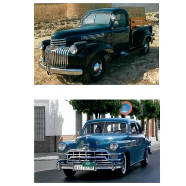 15 Chevrolet Pickup de 1941 y 16 Chrysler Windsor Coupe de 1948
