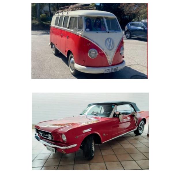 29 Volkswagen T1 de 1961 y 30 Ford Mustang de 1965
