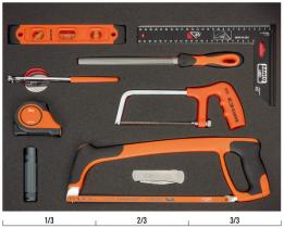 Bahco FF1A115 - COMPOSICION DE HERRAMIENTAS DE MEDICION Y CORTE EN BANDEJA D