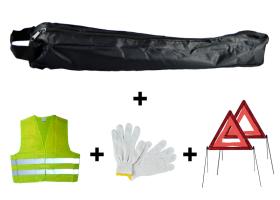 Jbm 53175 - KIT EMERGENCIA BOLSA NEGRA MINI+2TRIANGULOS+CHALECO+GUANTES