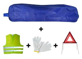 Jbm 53177 - KIT EMERGENCIA BOLSA AZUL RIBETE+TRIANGULO+CHALECO+GUANTES