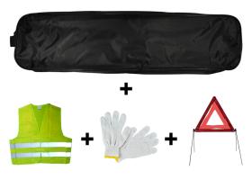 Jbm 53179 - KIT EMERGENCIA BOLSA NEGRA RIBETE+TRIANGULO+CHALECO+GUANTES