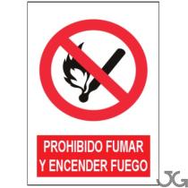 Julio García SP853A4 - SEÑAL DE PROHIBIDO FUMAR Y ENCENDER FUEGO PE 21X29CM