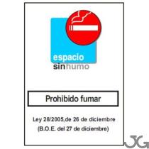 Julio García 600 - CARTEL ESPACIO SIN HUMO LEY 28/2005 DE 26 DE DICIEMBRE 21X29