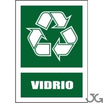 Julio García RE01A4 - SEñAL RECICLAJE - VIDRIO (FONDO VERDE) PE 29X21CM