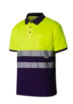 Velilla P305513-20/61L- - POLO ALGODÓN BICOLOR MANGA CORTA ALTA VISIBILIDAD SERIE 3055