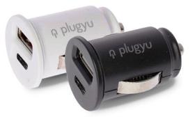 Plugyu 200004 - CARGADOR COCHE MOVIL/TABLET USB + C BLANCO