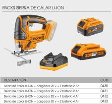 Ingco 430 - PACK SIERRA DE CALAR + CARGADOR 20V + 2 BATERIA 4AH