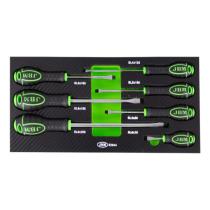 Jbm 53944 - SET DE 7 DESTORNILLADORES PLANO CON MÓDULO EVA CARBONO