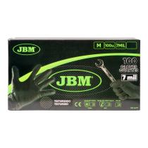 Jbm 54177 - GUANTES NEGROS DESECHABLES  NITRILO T-M 7,0MIL (100 UDS.)