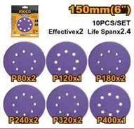 Ingco AKRS150102 - DISCO LIJA P80/P120/P180/P240/P3200/P400 150MM 10 PCS
