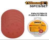 Ingco AKRS1500511 - DISCO LIJA P40/P80/P120/P180 50 PCS