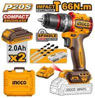 Ingco CIDLI20668E - TALADRO ATORNILLADOR PERCUTOR 20 V 66NM