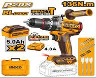 Ingco CIDLI201368 - TALADRO ATORNILLADOR PERCUTOR 20 V 136NM