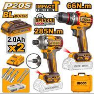 Ingco CKLI20277E - COMBO 20V ATORNILLADOR IMPACTO 285NM + ATORNILLADOR 66NM