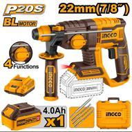 Ingco CRHLI202081 - MARTILLO COMBINADO 20V 22MM COMPLETO