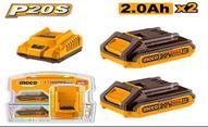 Ingco FBCPK1222E - COMBO 2 BATERIAS 20V 2,0AH + CARGADOR