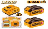 Ingco FBCPK1424E - COMBO 2 BATERIAS 20V 4,0AH + CARGADOR
