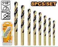 Ingco AKDB0801 - JGO BROCAS PARA METAL 118º 8 PCS