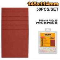 Ingco AKFS1401021 - HOJAS LIJADORA P40/P80/P120/P180 145X114MM 50PCS