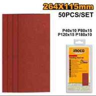 Ingco AKFS2641151 - HOJAS LIJADORA P40/P80/P120/P180 264X115MM 50PCS