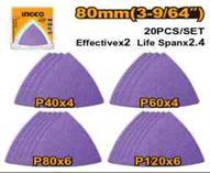 Ingco AKTS080202 - HOJAS DE LIJA DELTA 80MM 20 PCS