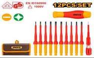 Ingco HKISD1201 - JGO DESTORNILLADORES AISLADOS INTERCAMBIABLES 12 PCS