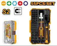 Ingco HKSDB0558 - JGO DESTORNILLDOR CON ACCESORIOS 55 PCS