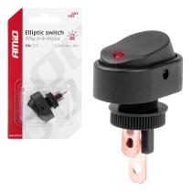 AMIO 03089 - INTERRUPTOR ELíPTICO PILOTO ROJO 12/24V MAX30A ON/OFF
