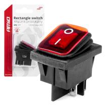 AMIO 03092 - INTERRUPTOR RECTANGULAR ROJO (ILUMINADO) 12/24V MAX 20A ON/O