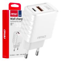 AMIO 04287 - CARGADOR DE PARED CARGADOR RáPIDO GAN 38W USB-A + USB-C AMIO