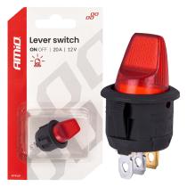 AMIO 04438 - INTERRUPTOR DE PALANCA CON LUZ ROJA 20 A 12 V AMIO-04438