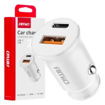 AMIO 03877 - CARGADOR DE COCHE USB-A + USB-C 20W 12/24V AMIO-03877