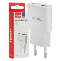 AMIO 04838 - CARGADOR DE PARED 230V 20W GAN USB-C USB-A AMIO-04838