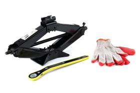 AMIO 02479 - GATO DE TIJERA 2T CON MANGO DE LLAVE + GUANTES DE TRABAJO AM