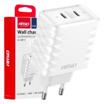 AMIO 04288 - CARGADOR DE PARED CARGADOR RáPIDO 35W 2XUSB-C AMIO-04288