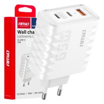 AMIO 04289 - CARGADOR DE PARED QUICK CHARGE 65W USB-A + 2XUSB-C AMIO-0428